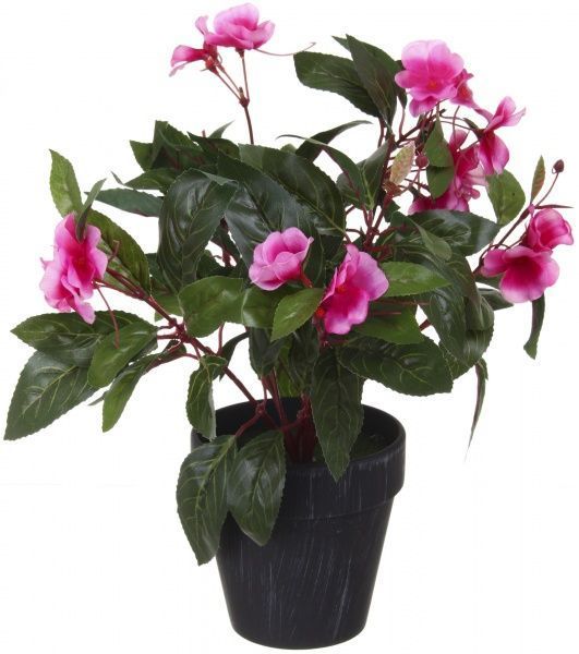 Растение искусственное Бальзамин 33х39 см в черном горшке