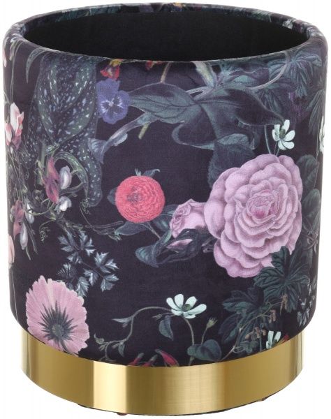 Сундук-пуф Francois 31,5х31,5х38 см черный с цветами 