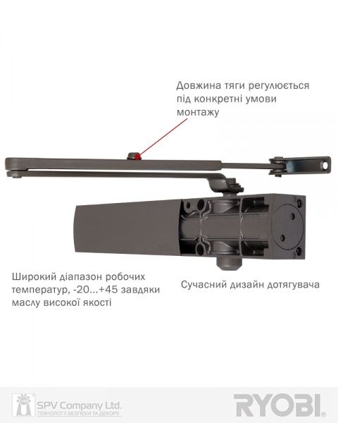 Доводчик дверной RYOBI 1200 D-1200 бронзовый 80 кг