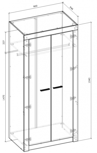 Шафа Грейд Марлін 900х1940х546 мм білий альба / дуб артізан 