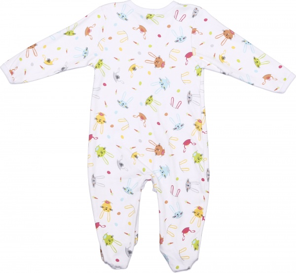 Комбінезон для дівчинки Маленькие люди із принтом кролики р.74–80 білий 