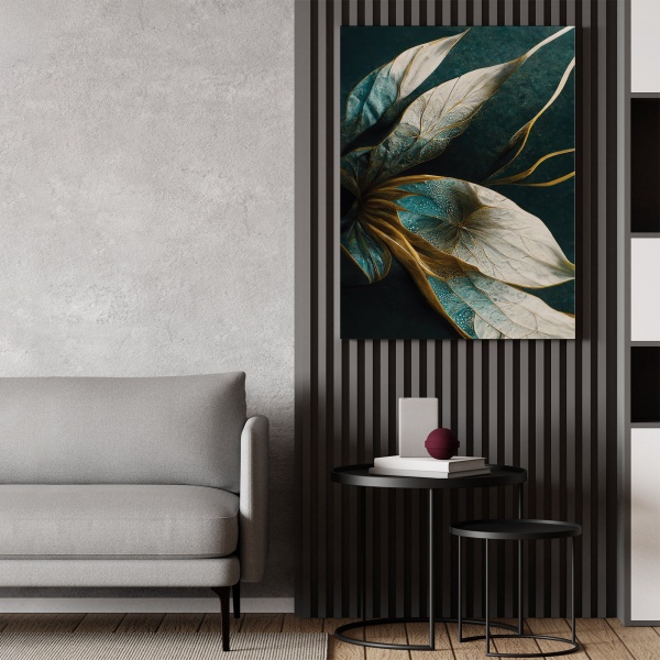 Картина на холсте Бирюзовые листья 80x110 см WS Holst 180323250 