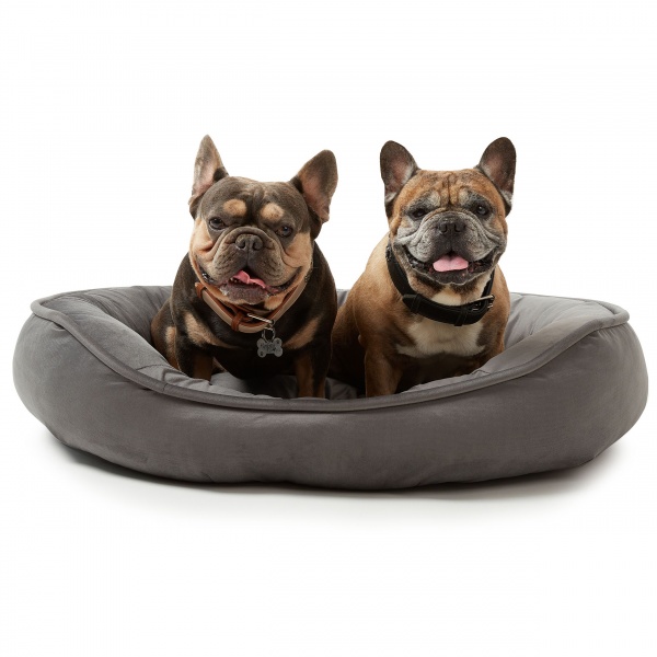 Лежак PETBED Velor Пончик L 90x75x20 см темно-серый