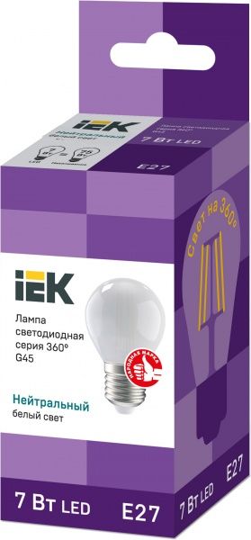 Лампа світлодіодна IEK FIL G45 7 Вт E27 4000 К 220 В матова 