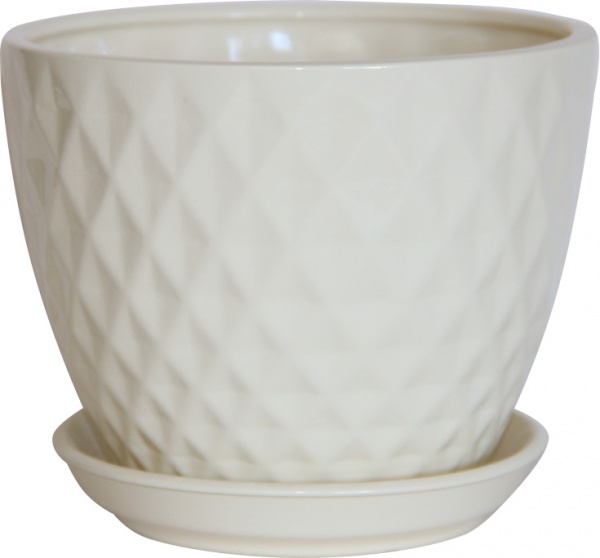 Горшок керамический Ориана-Запорожкерамика Ромб новый №1 глянец фигурный 4,5 л бежевый (073-01-003) 