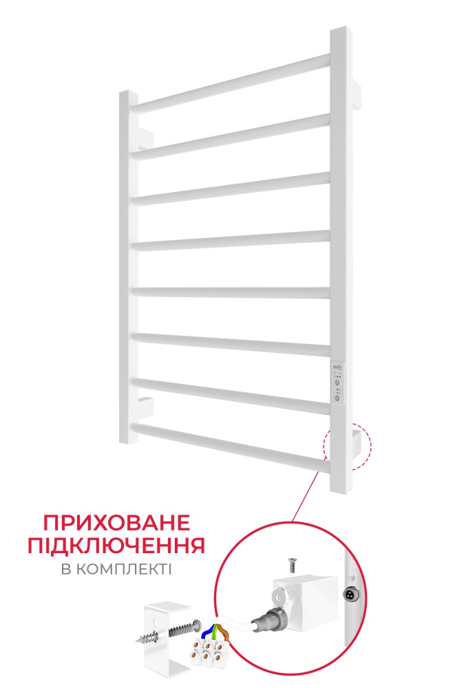 Рушникосушарка електрична HYGGE FAMILY Leeds 770x530 білий мат