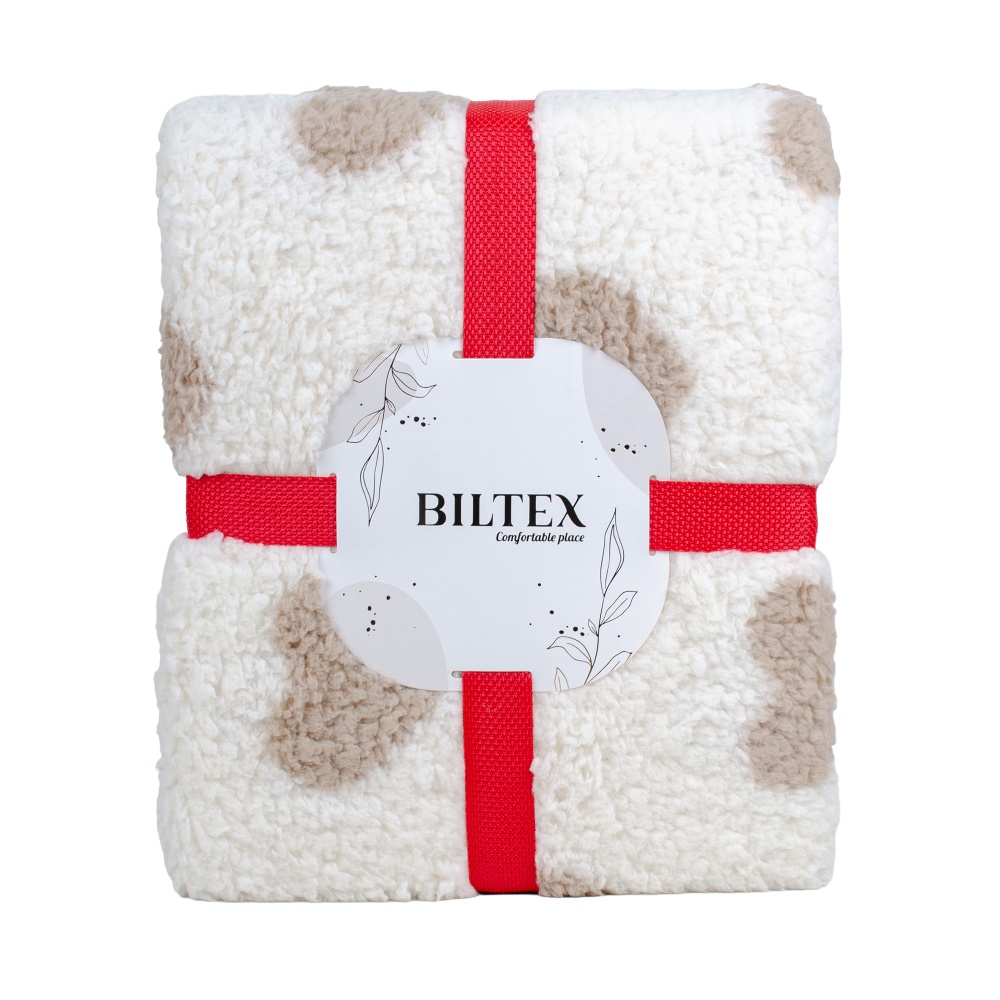 Плед флисовый LOVE Sherpa 160x200 см бежевый с белым La Nuit