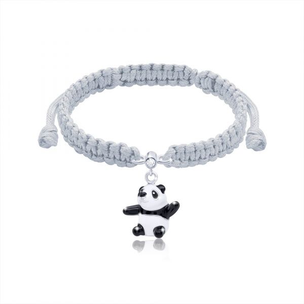 Браслет плетеный UMa&UMi Мишка Панда бело-черный