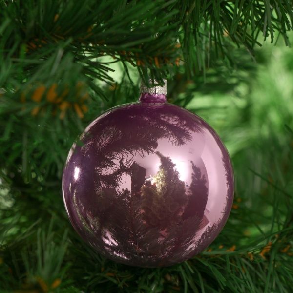 Куля скляна d80 однотонна світла фуксія