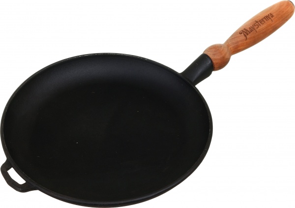 Сковорода для млинців чавунна з дерев'яною ручкою 24x2,5 см Т301 Maysternya