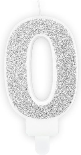 Свічка для торта Partydeco цифра 0 срібна 7 см (SCU3-0-018B)