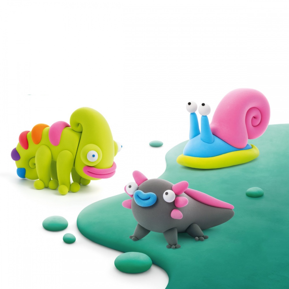 Набір пластиліну Lipaka що самостійно твердіє - Екзотичні тварини: Хамелеон, Гастропода, Аксолотль 60049-UA01