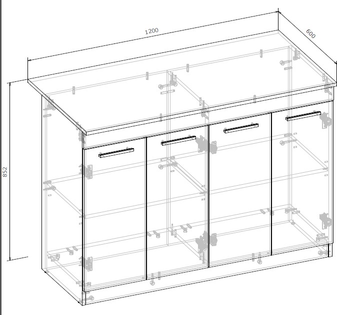Буфет Грейд Адам 1200х852х600 мм кашемир/дуб кремона торро