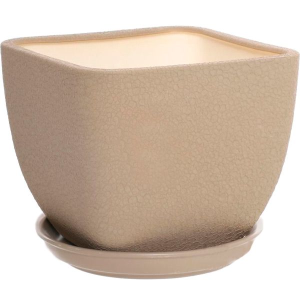 Горщик керамічний Оріана-Запоріжкераміка Ноктюрн №2 шовк капучіно квадратний 4,8л капучино (106-2-051) 