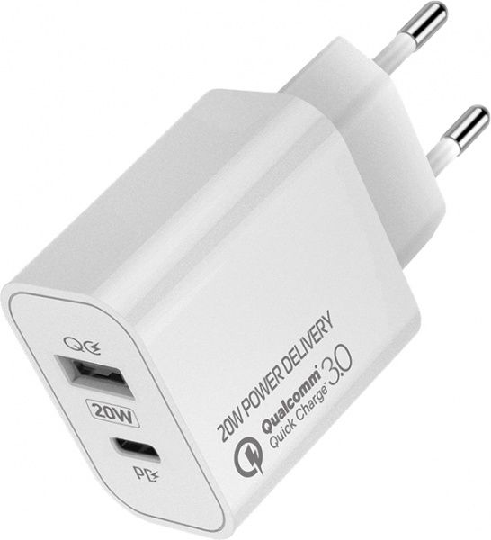 Сетевое зарядное устройство ColorWay (Type-C PD + USB QC3.0) 20W V2 белый CW-CHS025QPD-WT