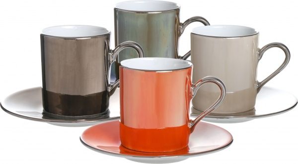 Набір чашок із блюдцями для кави Metallics Polka 100 мл P055-01-427 LSA