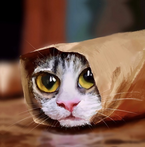 Репродукция Кот — шаурма 35x35 см Арт Фемелі 