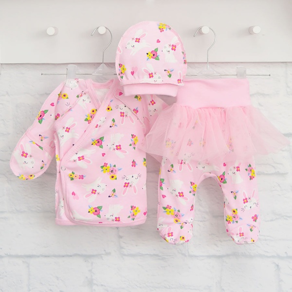 Комплект для новонароджених Blanka Зайці рожевий р.68 110009 