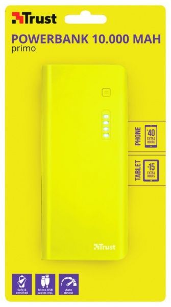 Внешний аккумулятор (Powerbank) Trust PRIMO POWERBANK SUM-YLW 10000 mAh yellow (22753) 