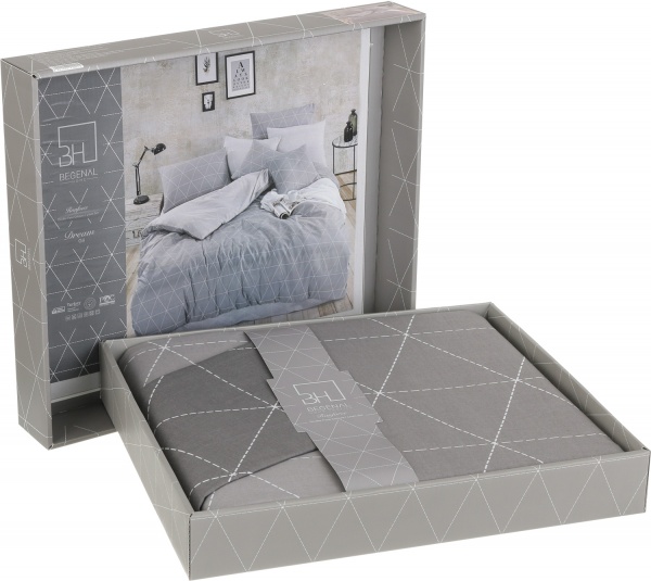 Комплект постільної білизни Rhomb 2 140 TC сірий La Nuit 