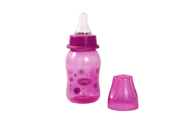 Пляшка Lindo вигнута з силіконовою соскою 125 мл LI 132