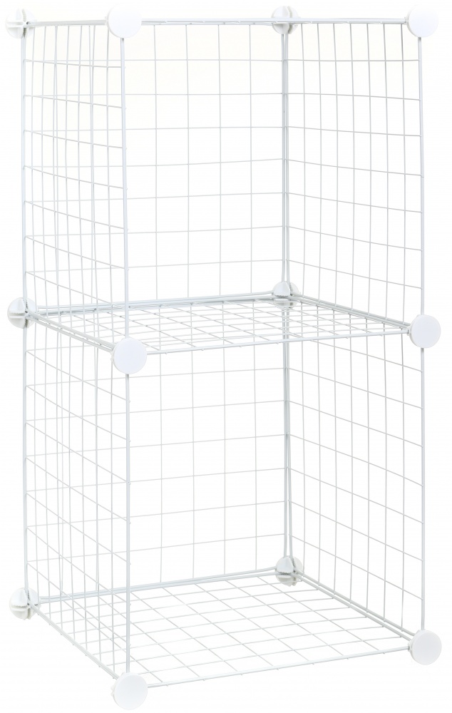 Стелаж дротяний куб metal сubes storage 2 полиці 750х395х370 мм білий