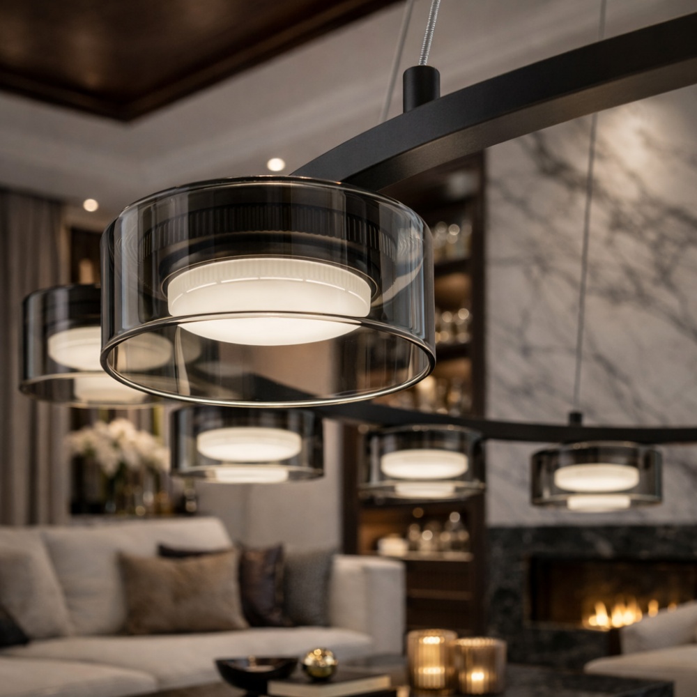 Люстра підвісна LIGHT SET DUSHA MS241-Y7 7x12 Вт GX53 чорний/димчатий