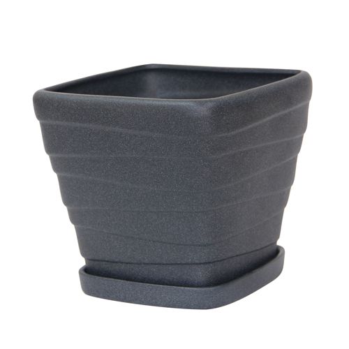 Горшок керамический Ориана-Запорожкерамика Квадрат №3 крошка квадратный 4,5 л черный 