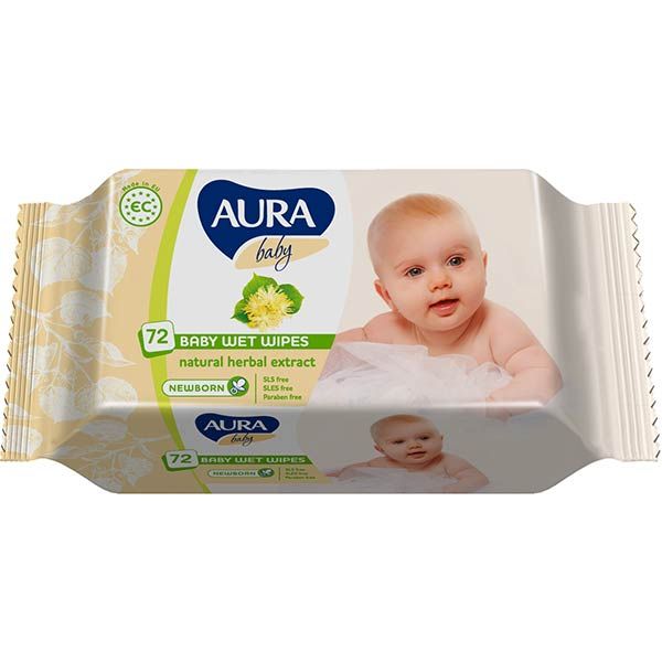 Дитячі вологі серветки Aura Baby 72 шт.