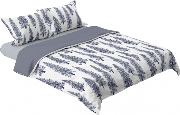 Комплект постельного белья Ель евро бело-серый Rigel 