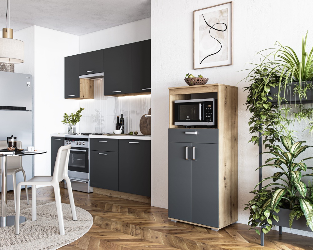 Тумба Грейд під мікрохвильову піч Бетті 600x1420x400 мм дуб артізан/графіт