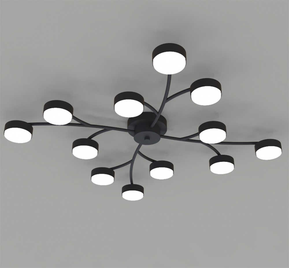 Люстра потолочная Hopfen STARK SKOG-GX-12 BK 12xGX53 черный