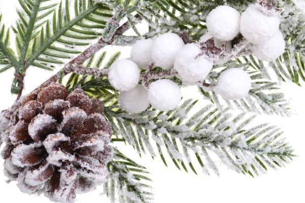 Декорація-підвіска хвойна з ягодами і шишками 36 см біла EPI-EYZ-H17782 