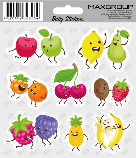 Набір наліпок MAXGROUP Веселі фрукти NM-118