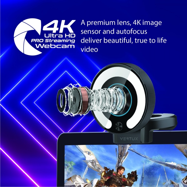Веб-камера Vertux Odin-4K UHD с LED подсветкой USB