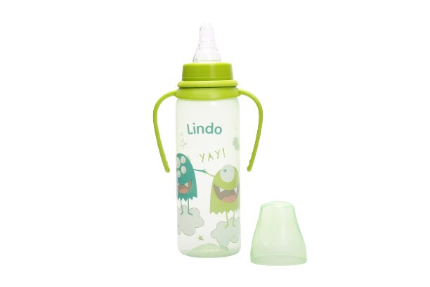 Пляшка Lindo з ручками та силіконовою соскою 250 мл LI 139