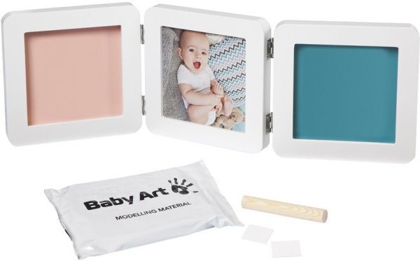 Набор для изготовления отпечатка Baby Art Тройная рамка Бело-серая 3601097200