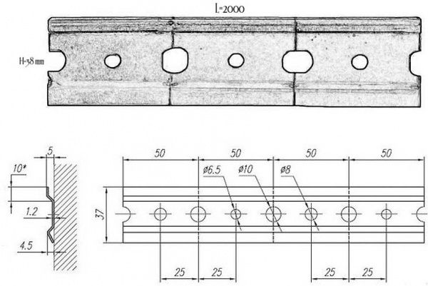 Шина монтажна 2000 мм оцинкована