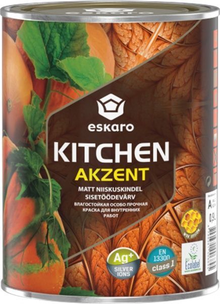 Фарба акрилова Eskaro Akzent Kitchen TR шовковистий мат безкольорова 0.9л