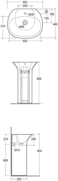 Умывальник R.A.K. Sensation 60 (SENWB6001AWHA)