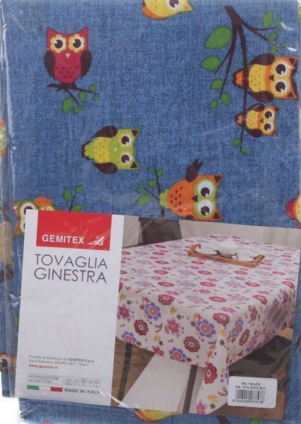Скатерть Ginestra совы 140x220 см синий Gemitex 