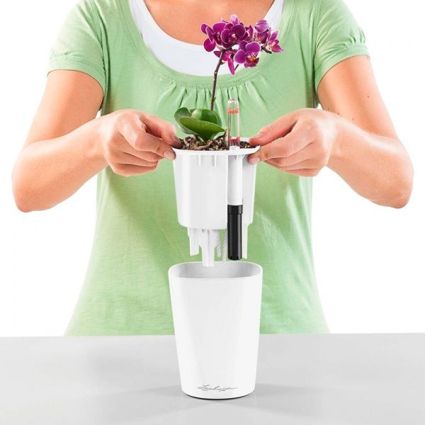 Кашпо Lechuza Mini-Deltini квадратный 0,4л белый (14950) 