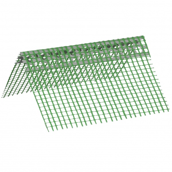 Уголок ПВХ фасадный перфорированный с сеткой ШТУКАТУР 100х100 мм 2,5 м 160г/м2 