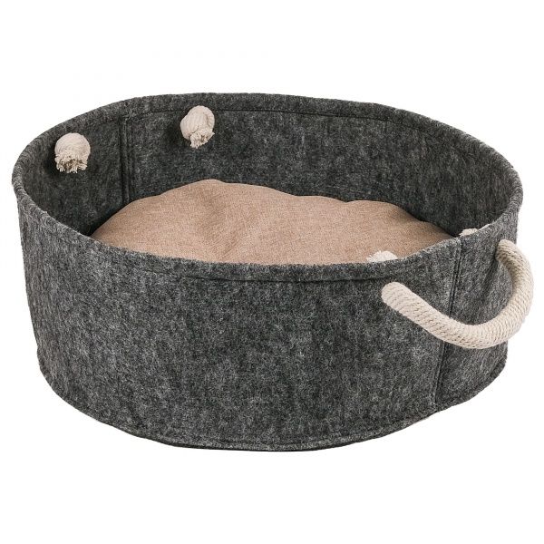 Лежак c подушкой FX home фетр серый 48x48x17 см