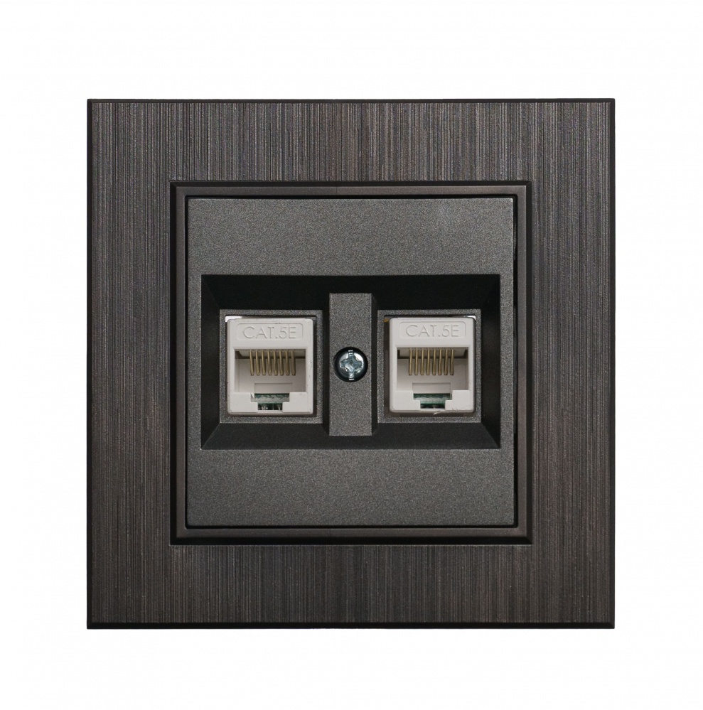 Механізм розетки комп’ютерна подвійна Makel Karea IP20 димчастий 57050036