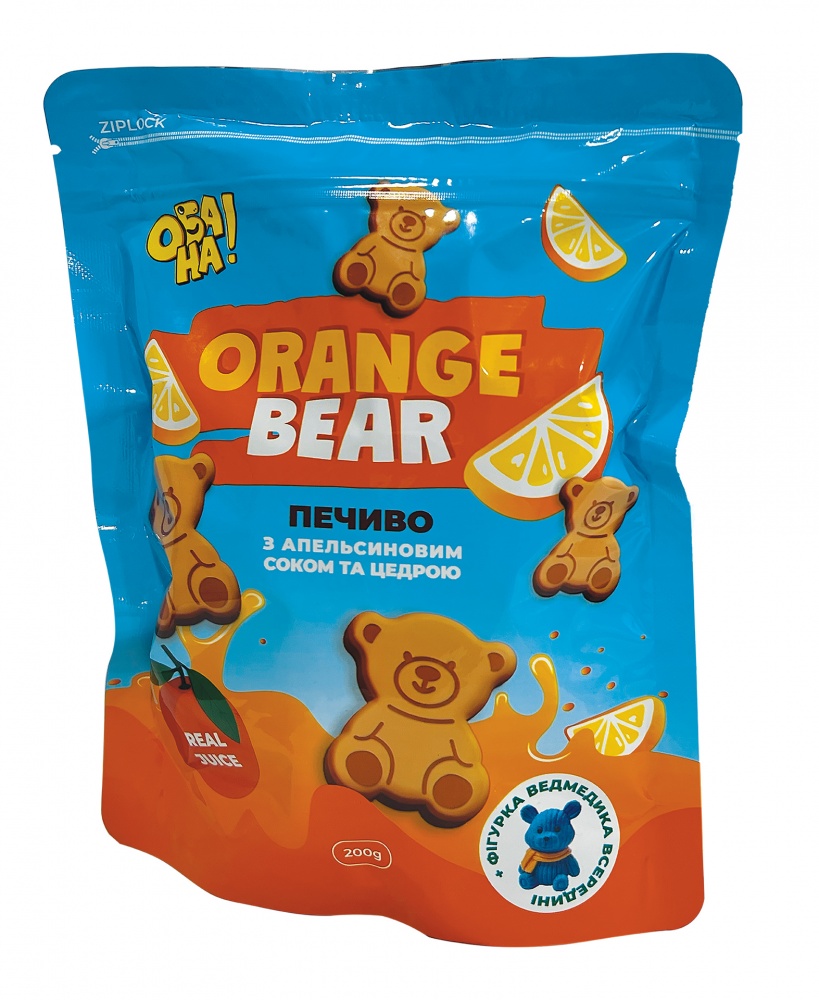 Печенье сахарное ОБА-НА Апельсиновый мишка 200 г