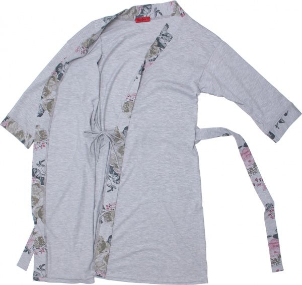 Халат женский Цветы р. L серый 