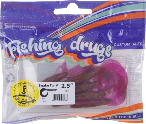 Приманки для ловли рыбы Снейк Твист 64 мм 8 шт. Lox