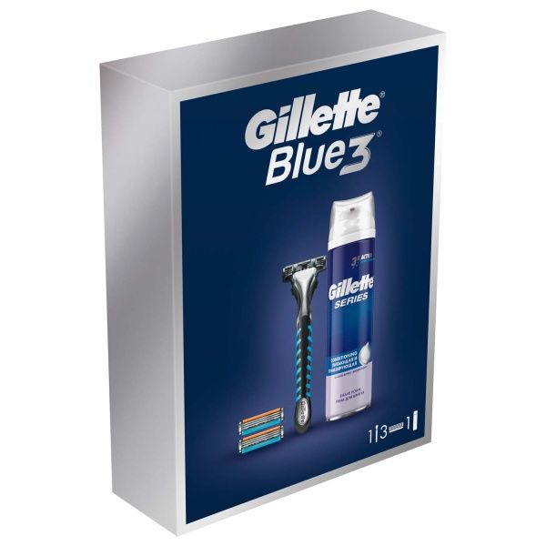 Набір подарунковий для чоловіків Gillette Станок Blue3 + 3 змінні касети + Піна для гоління Gillette Series Conditioning 2