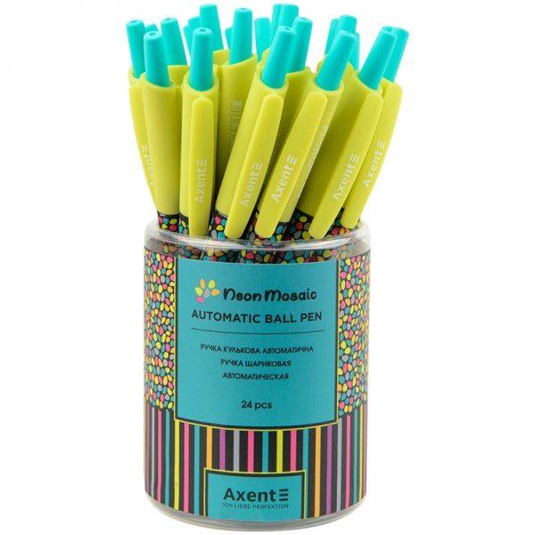 Ручка шариковая Axent автомат Neon mosaic синяя AB1090-26-A 